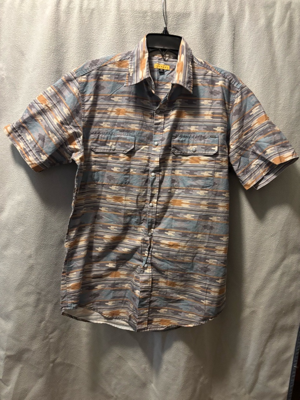 Tin Haul Short Sleeve Aztec Print Button-Down Shirt - Blue & Tan